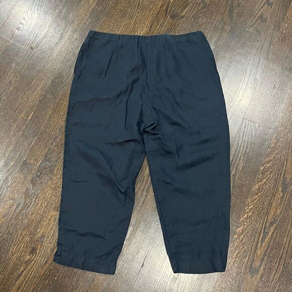 J. Jill Pants Women’s Medium Linen Navy Blue Minimalist Relaxed Comfy Pull On - Picture 2 of 7